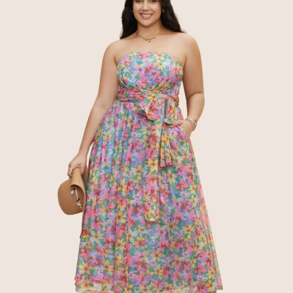 BloomChic Everywhere Dress - Colored Floral Belted Dress XL us 14 - Picture 3 of 9